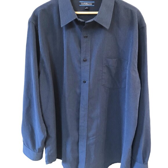 Croft & Barrow Soft Button-Down Shirt: Long Sleeves Navy Black Pinstripe, XL - Picture 1 of 9